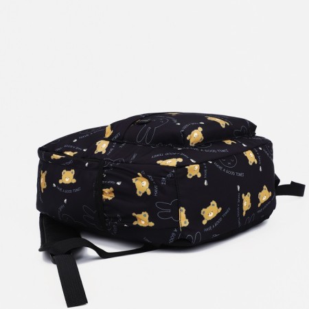 Youth backpack made of textiles, external pocket, black color-2