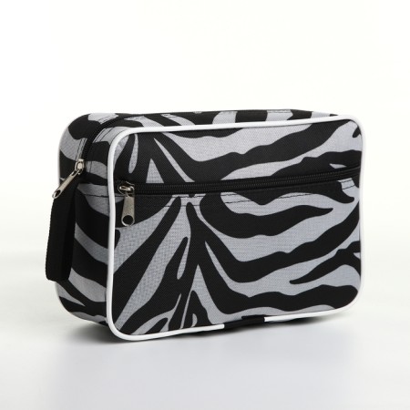 Lightning cosmetic bag, external pocket, black/white color