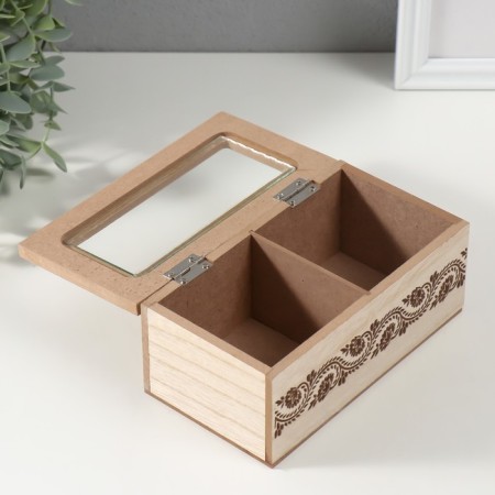 Casket Wood 2 divisions "Flower pattern" 8.8x16.2x7 cm-3