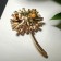 Brooch "Flower" fluffy, white-blue color in gold