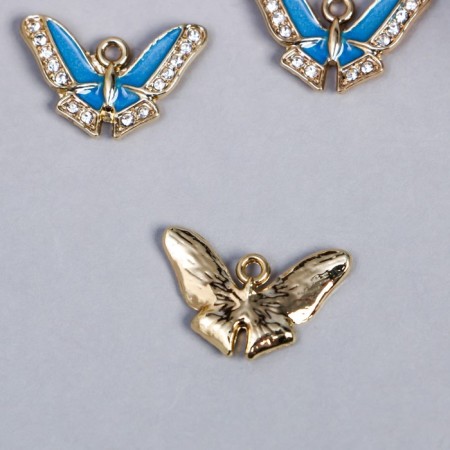 Decor for creativity Metal "Butterfly with blue wings" rhinestones 1.4x2 cm-1