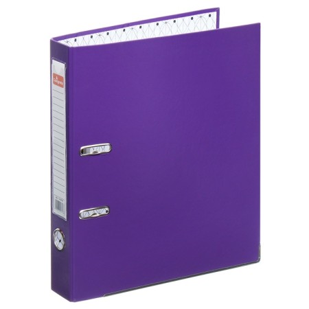 A4, 50 mm registrar, calligrata, PVC, embossing "Len", metal edging, pocket for a spine, assembled, purple, mix-1