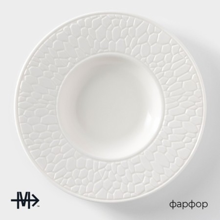 Porcelain plate for Magistro paste "Rodos", D = 25.4 cm, white color-1