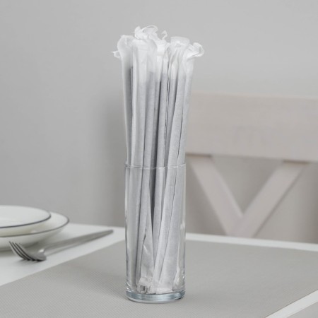 Disposable tubes for drinks, in individual packaging, straight, 21 cm, d = 5 mm, black color