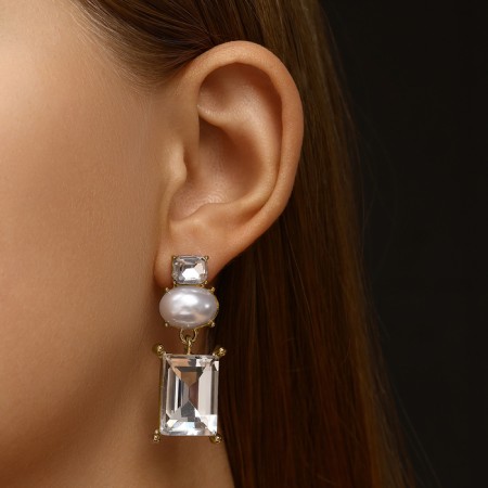 Earrings with pearls "bead" countess, white color in gold-3