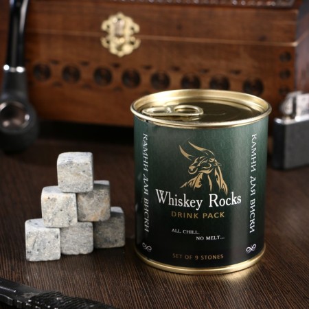 A set of stones for whiskey "Bull", in a tin can, 9 pcs.
