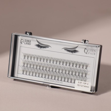 A set of overhead eyelashes "Classic", bundles, 10, 12, 14 mm, thickness 0.07 mm, bend C, 10 D-2