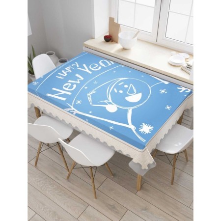 The tablecloth "The Joy of the Snowman", rectangular, Saten, size is 145x180 cm