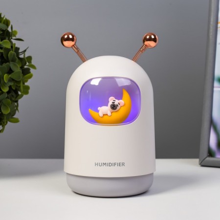 Night with a moisturizer dog on the moon LED USB AKB Gray 8.3x8.3x15 cm Risalux-2