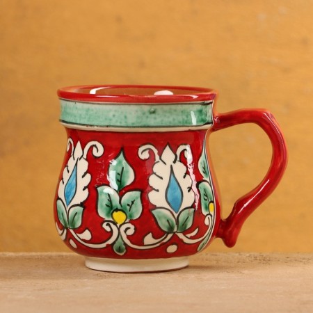 Mug of Rishtan ceramics "Flowers", 330 ml, red