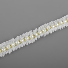 Ryush with beads, 20 mm, 4.5 ± 0.5 m, white color