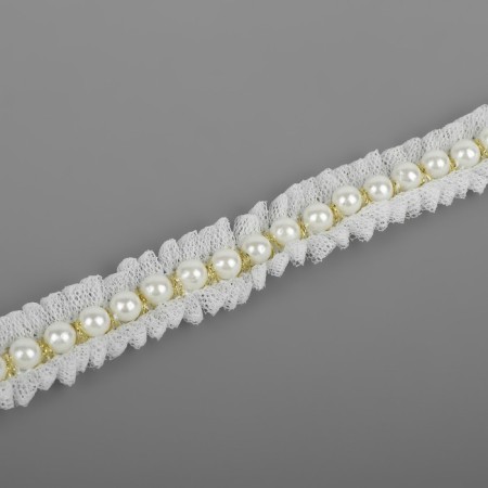 Ryush with beads, 20 mm, 4.5 ± 0.5 m, white color