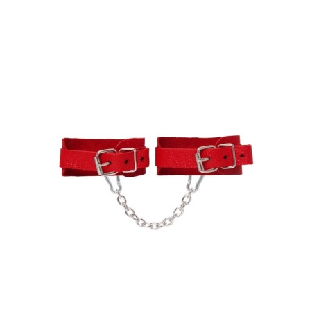 The fetters of mini Pecado BDSM, with rounded corners, genuine leather, red-2