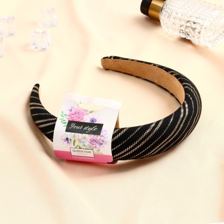Hair cap "Ivetta" stripes, 3 cm, black-gold-1