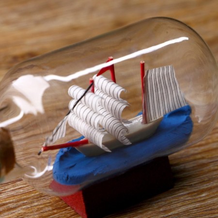 Ship "Anna" in a bottle, sails mix, 7.5*4.2*5cm-4