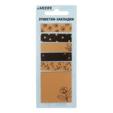Bookmarks with adhesive edge, paper, design 12 x 45 mm/45 x 45 mm, Devente Craft & Black, 6 colors x 20 sheets