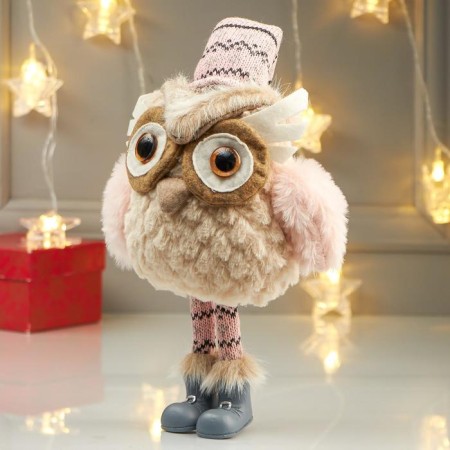Interior doll "owl in a pink cap and in hetras" 40x10x18 cm-4