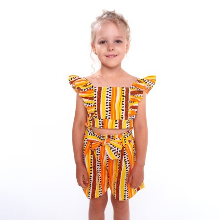 A set for a girl, the color is light beige/black/orange, height 128 cm-1