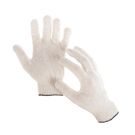 Garden gloves, x/b, knitting grade 10, 4 threads, size 9, without coating, white