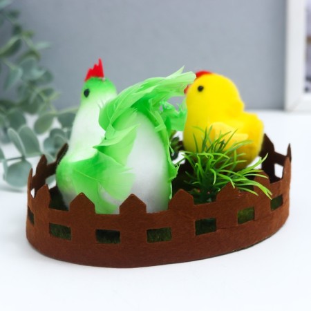Easter souvenir "Chicken and chicken on the lawn" 15x10x9 cm-2