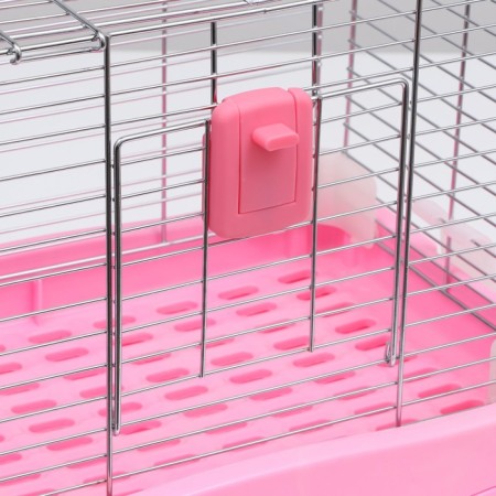 A cage for rodents with wheels and a retractable pallet, 49 x 33 x 37 cm, pink-3
