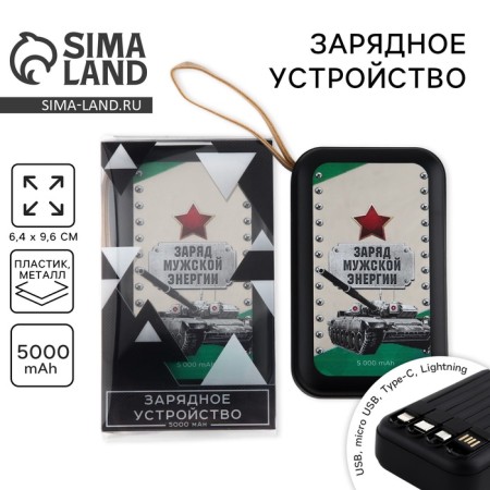 Charger "Charging of Male Energy", 5000mA, Mod. PB-01, 10.4 x 6.4 cm