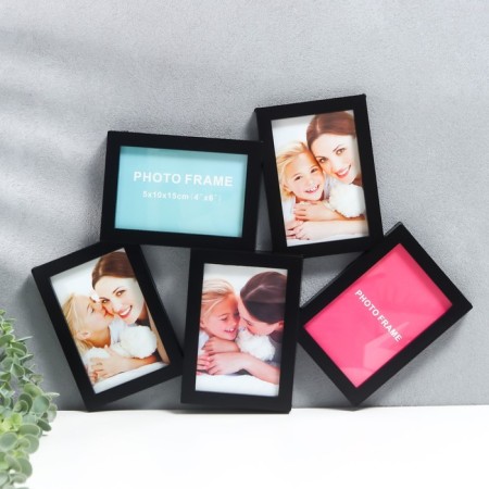 Multipher Plastic in 5 photos 10x15 cm, col. black