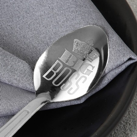 A teaspoon spoon with “Big Boss” engraving, on a gift card, 3 x 14 cm.-6