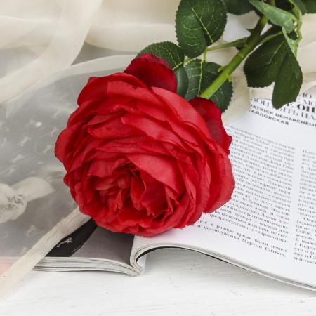 Artificial flowers "velvet rose" 10x65 cm, red