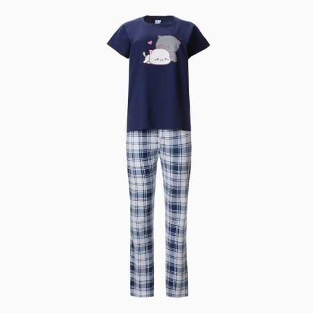 Home female "kittens" (T -shirt/pants), blue/beige color, size 46-4