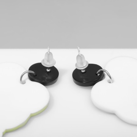 Earrings plastic "frogs" in butterflies, colored in silver-2