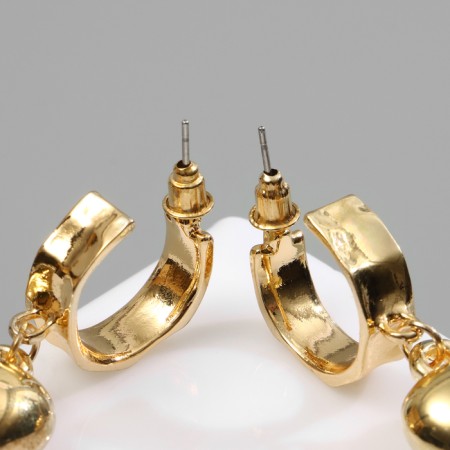 Earrings plastic "heart" voluminous, color gold-2