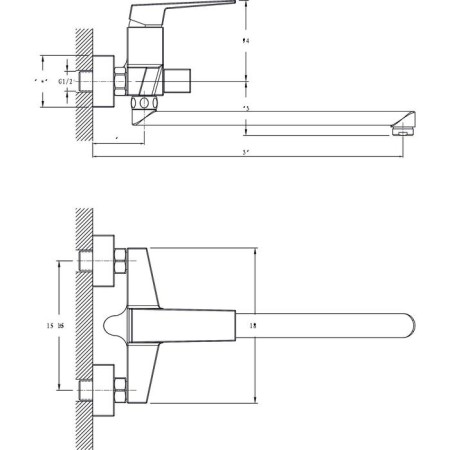 Bath mixer Rush Thira TR3635-51, single-leaf, long spout, chrome-1