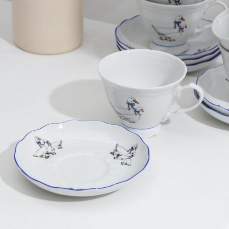 Porcelain tea service "Geese", 14 items-1