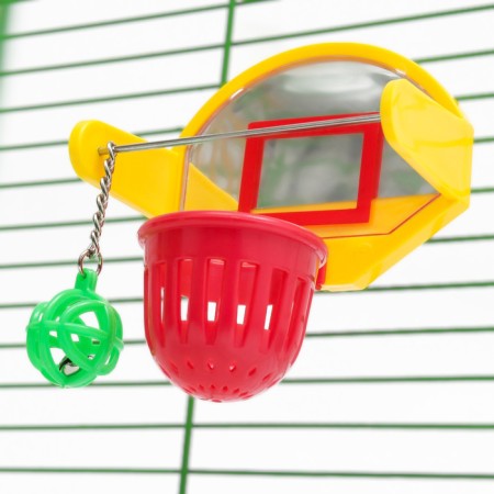 Bird toy "Basketball Ring", 9.5 x 11 x 6 cm (ball 2.5 cm, basket 4.6 cm)-2