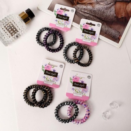 Hair elastic band "Spring" (set 2 pcs) drawing, mix-2
