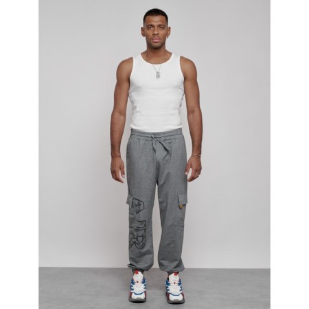 Joggers male, size 54, gray color-5