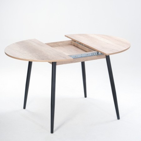 Round Round table "Orion", 950/1250x950x750, Black metal legs/oak canyon-1