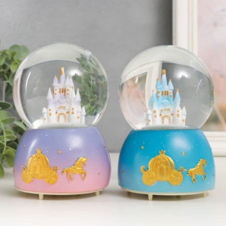 Souvenir polystone water ball light, music "Castle for Princess/Prince" MIX 8x8x11.5 cm-1