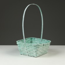 Wicker basket, 21.6 x 21.6 x 10/38 cm, green, bamboo