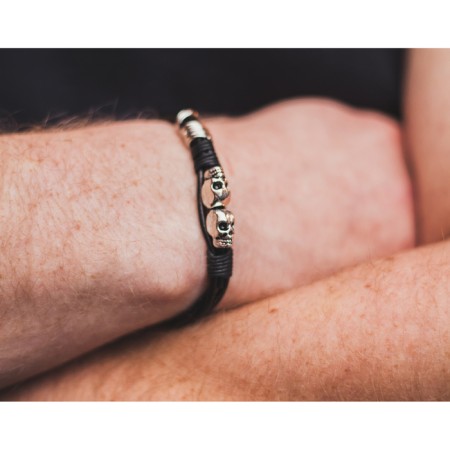 Bracelet Unisex "Style" skull, black color with silver, 23 cm-3