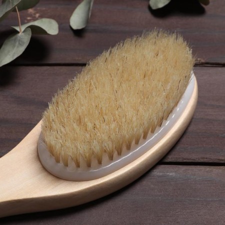 Massage brush for the body, with a pen, natural bristles-4
