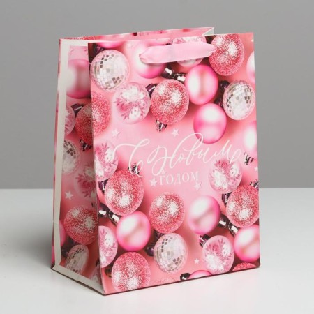 Laminated vertical "Pink Balls", MS 18 x 23 x 10 cm, New Year