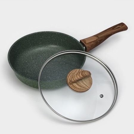 Forest frying pan "Forest", D = 22 cm, glass cover, removable handle, anti -stick coating-2