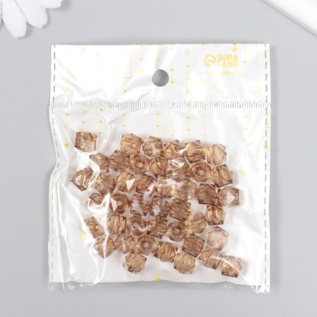 Plastic beads "Crystal polyhedron. Pale brown" transparent set of 20 g 1x1x1 cm-3