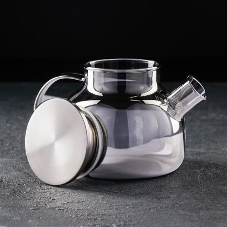 Glass Glass “Glori”, 1 l, with a metal sieve, the color is gray-1