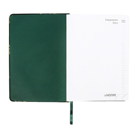 The diary is low, A5, 136 sheets, leatherette, Devente. Tropicana, solid cover, foil embossing, perforation, liesse, block 70%, dark green-4