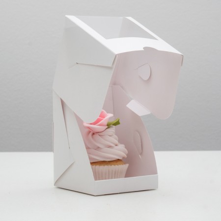 Packaging for one cupcake with a window, white, 12.5 x 9.5 x 9.5 cm-1