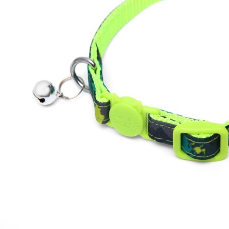 Koshachi collar with a cat-shaped buckle, width 1 cm, dark green-2