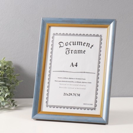 Photo frame Plastic format A4 cm "Gabriel" blue with a gold strip of 2.2x25x33.7 cm-1